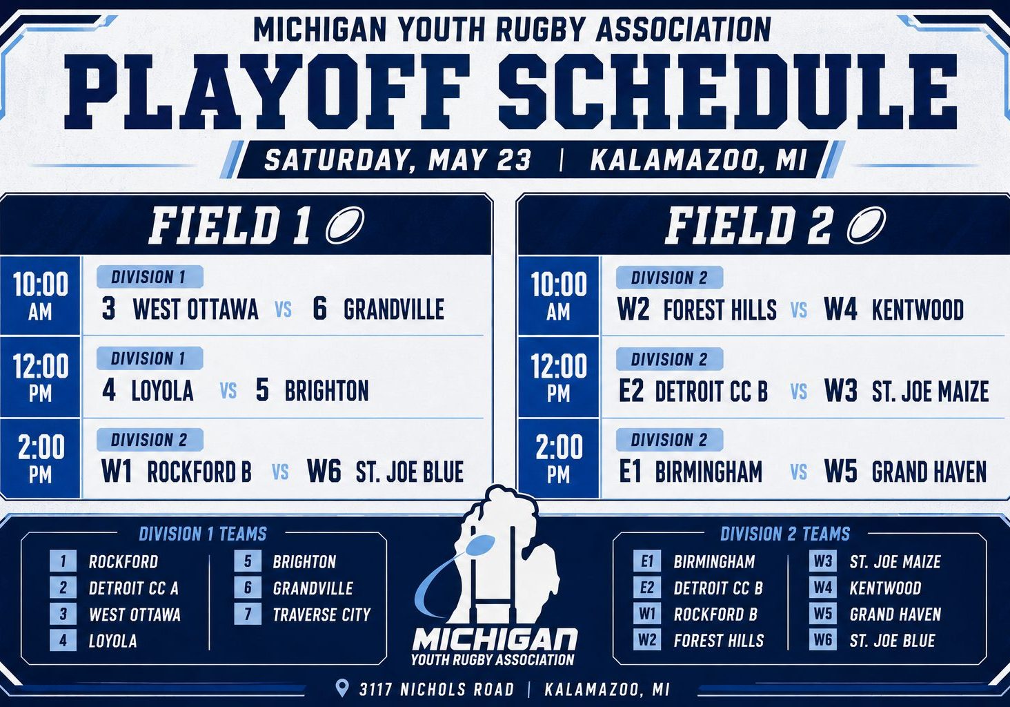 Saturday Qfinals Schedule